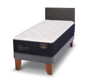 Cama europea 1.5 plazas Premium + Respaldo Villarrica azul/gris