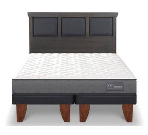 Cama europea 2 plazas Anatomic base dividida patas + respaldo Torino gris