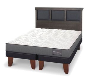 Cama europea 2 plazas Anatomic base dividida patas + respaldo Torino gris