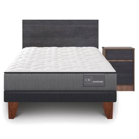 Cama europea 1.5 plazas Anatomic patas + set Espresso