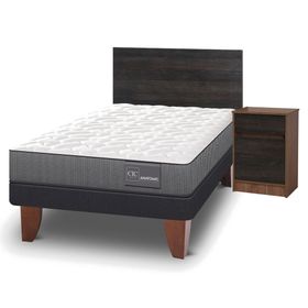 Cama europea 1.5 plazas Anatomic patas + set Espresso