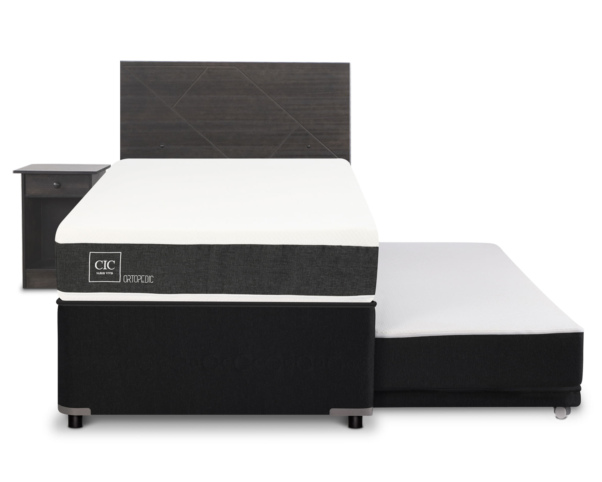 CIC Diván 1.5 plazas Ortopedic + Set Villarrica gris