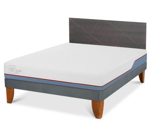 Cama europea 2 plazas Excellence Plus + respaldo Villarrica gris