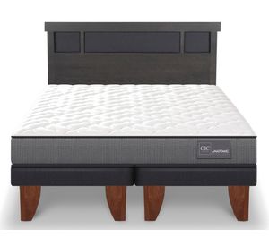 Cama europea 2 plazas Anatomic base dividida patas + respaldo Dublín gris