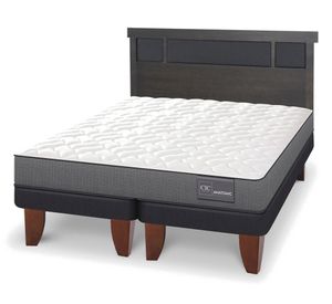 Cama europea 2 plazas Anatomic base dividida patas + respaldo Dublín gris