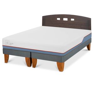 Cama europea 2 plazas Excellence Plus base dividida + respaldo Gales gris