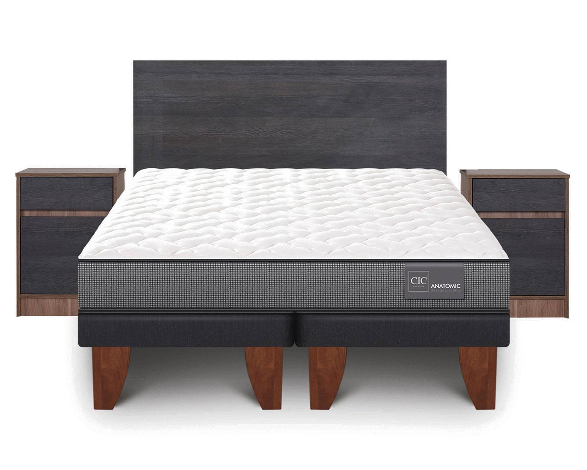 CIC Cama europea king Anatomic patas + set Espresso