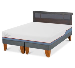 Cama europea 2 plazas Excellence Plus base dividida + respaldo Dublín gris