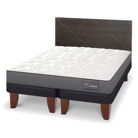 Cama europea King Anatomic +  Respaldo Villarrica gris