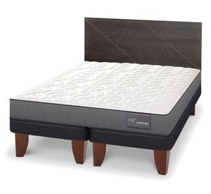 Cama europea King Anatomic +  Respaldo Villarrica gris