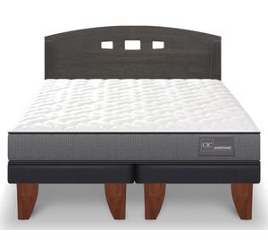 Cama europea 2 plazas Anatomic base dividida patas + respaldo Gales gris