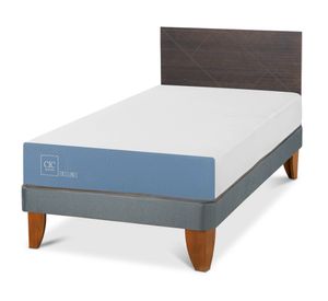 Cama europea 1.5 plazas Excellence + Respaldo Villarrica gris