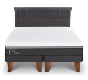 Cama europea King Ortopedic Advance + Respaldo Dublin gris