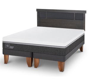 Cama europea King Ortopedic Advance + Respaldo Dublin gris
