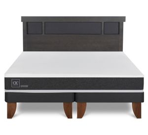 Cama europea King Ortopedic + Respaldo Dublin gris