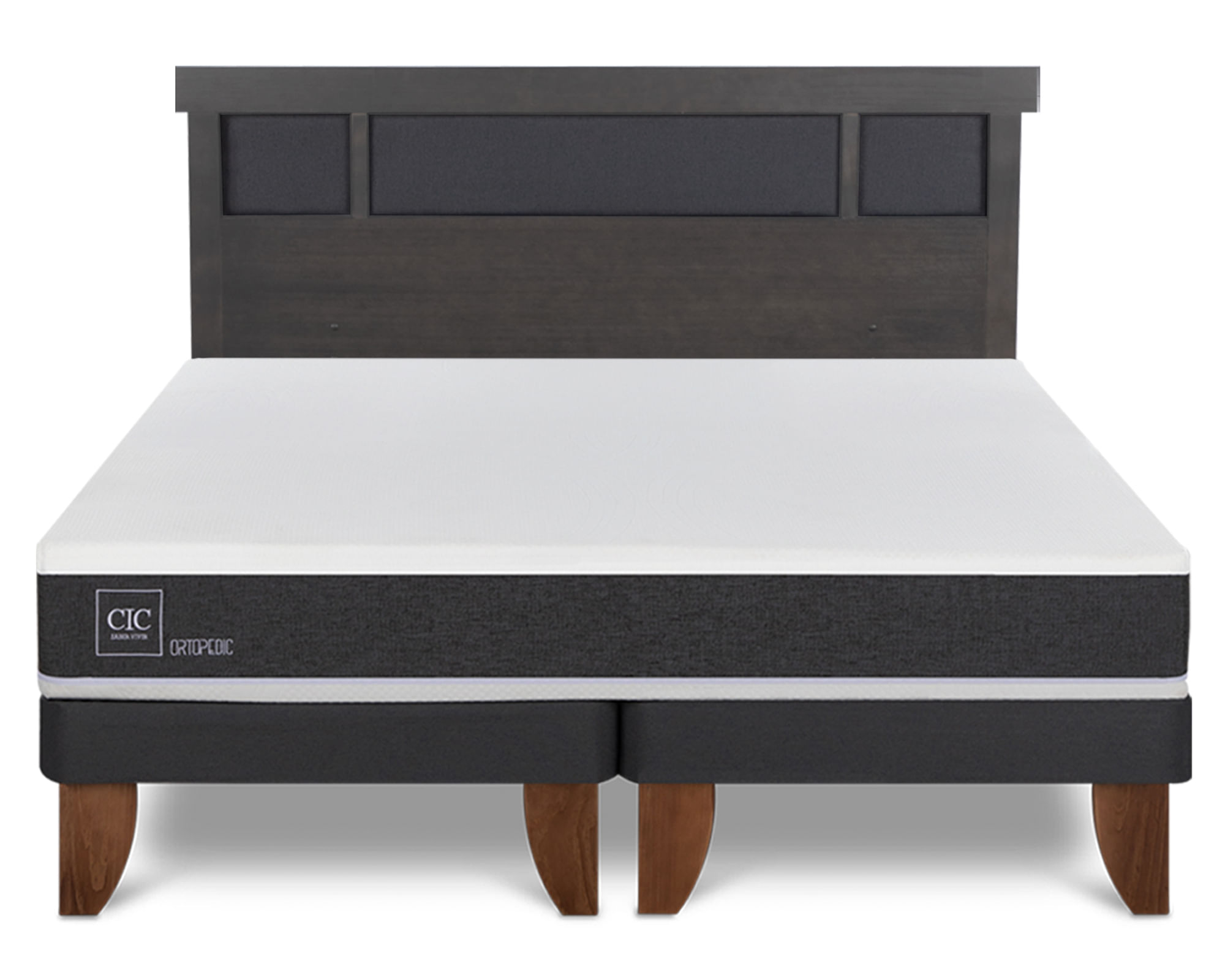CIC Cama europea King Ortopedic + Respaldo Dublin gris