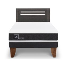 Cama europea 1.5 plazas Ortopedic + Respaldo Munich gris