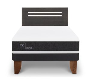 Cama europea 1.5 plazas Ortopedic + Respaldo Munich gris