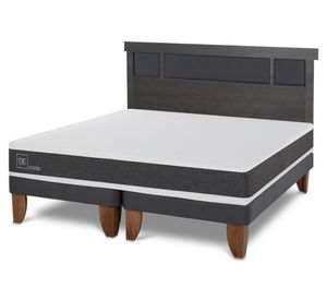 Cama europea King Ortopedic + Respaldo Dublin gris
