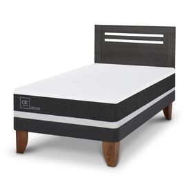 Cama europea 1.5 plazas Ortopedic + Respaldo Munich gris