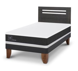 Cama europea 1.5 plazas Ortopedic + Respaldo Munich gris