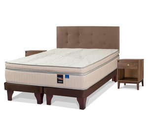 Cama europea Máximo cobre King base dividida + respaldo Royal café + veladores Atenas