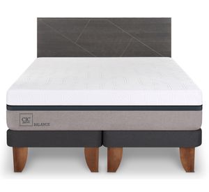 Cama europea 2 plazas Base Dividida Balance + Respaldo Villarrica gris