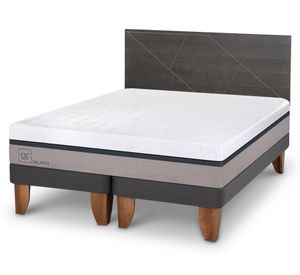 Cama europea 2 plazas Base Dividida Balance + Respaldo Villarrica gris