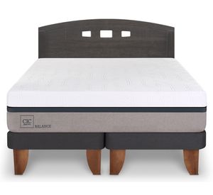 Cama europea 2 plazas Base Dividida Balance + Respaldo Gales gris