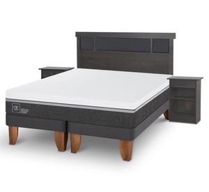 Cama europea 2 plazas Base Dividida Ortopedic Advance + Set Dublin gris