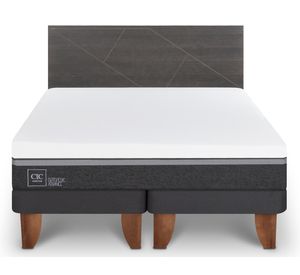 Cama europea 2 plazas Base Dividida Ortopedic + Respaldo Munich gris