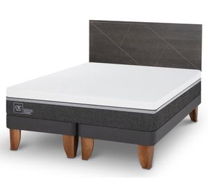 Cama europea 2 plazas Base Dividida Ortopedic + Respaldo Munich gris