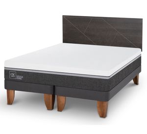 Cama europea King Ortopedic Advance +  Respaldo Villa gris