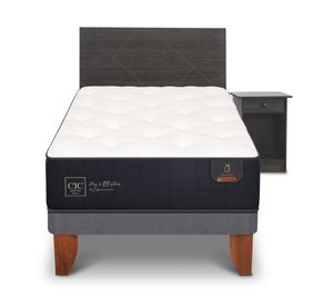 Cama europea 1.5 plazas Premium +  Set Villarrica azul/gris