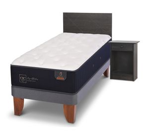 Cama europea 1.5 plazas Premium +  Set Villarrica azul/gris