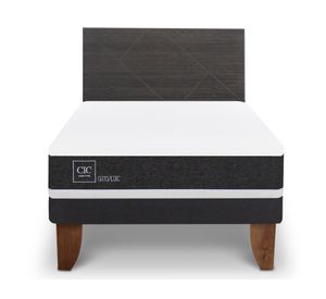 Cama europea 1.5 plazas Ortopedic + Respaldo Villarrica gris