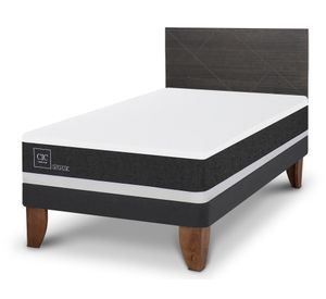 Cama europea 1.5 plazas Ortopedic + Respaldo Villarrica gris