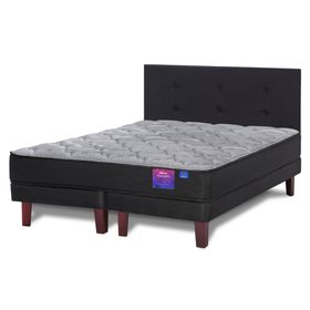 Cama europea Therapedic Plus king base dividida + respaldo Royal negro