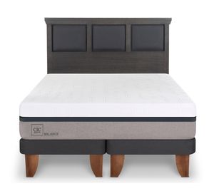 Cama europea King Balance +  Respaldo Torino gris