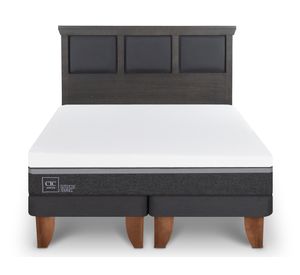 Cama europea king Ortopedic Advance  patas + respaldo Torino gris