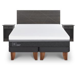 Cama europea 2 plazas Base Dividida Ortopedic Advance + Set Villa gris