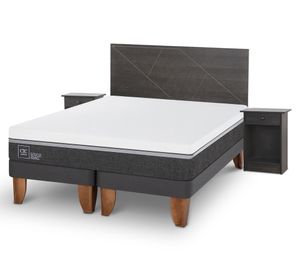 Cama europea 2 plazas Base Dividida Ortopedic Advance + Set Villa gris