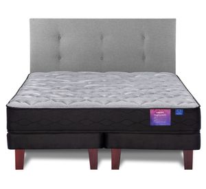 Cama europea Therapedic Plus 2 plazas base dividida + respaldo Royal gris