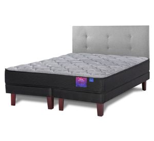 Cama europea Therapedic Plus 2 plazas base dividida + respaldo Royal gris