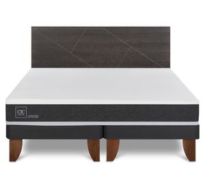 Cama europea 2 plazas Base Dividida Ortopedic + Respaldo Villarrica gris