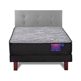 Cama europea 1.5 plazas Therapedic Plus + respaldo Royal gris