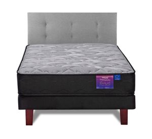 Cama europea 1.5 plazas Therapedic Plus + respaldo Royal gris