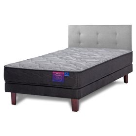 Cama europea 1.5 plazas Therapedic Plus + respaldo Royal gris