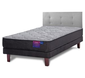 Cama europea 1.5 plazas Therapedic Plus + respaldo Royal gris