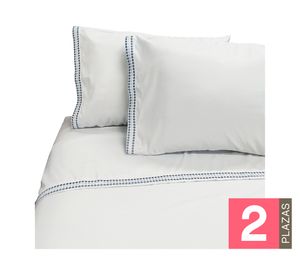Juego de sábanas 2 plazas poliéster celeste